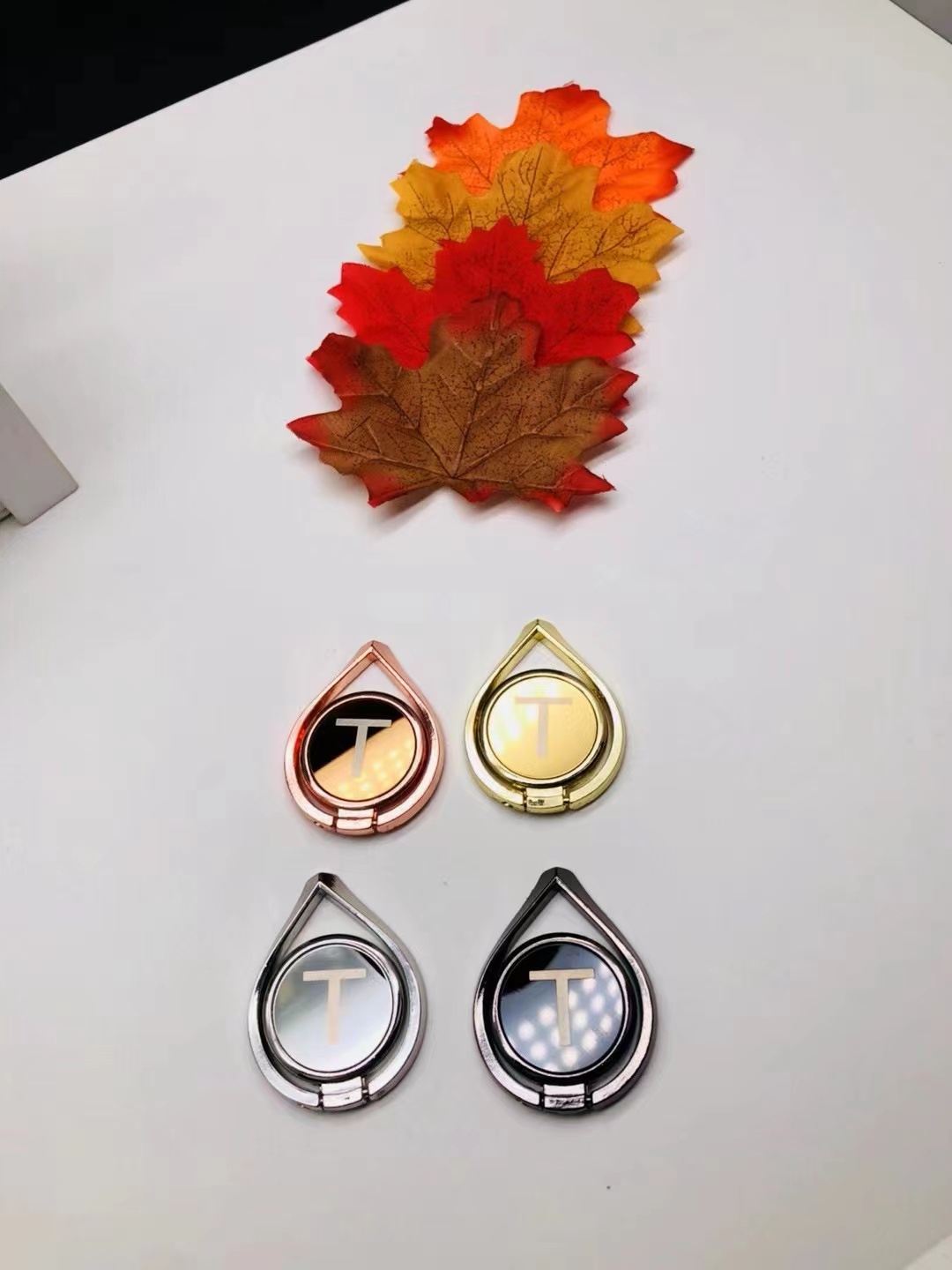 New Water Drop Letter Mirror Mobile Phone Ring Bracket Grain Dot Drill Ring Bracket Zinc Alloy Ring Manufacturers Custom Logo Gift details Picture