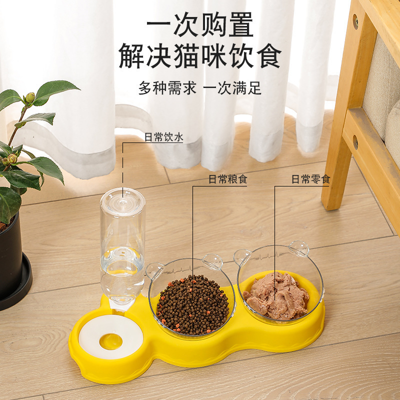 宠物双碗狗狗食碗猫咪饭盆不湿嘴防打翻多功能自动饮水器宠物用品