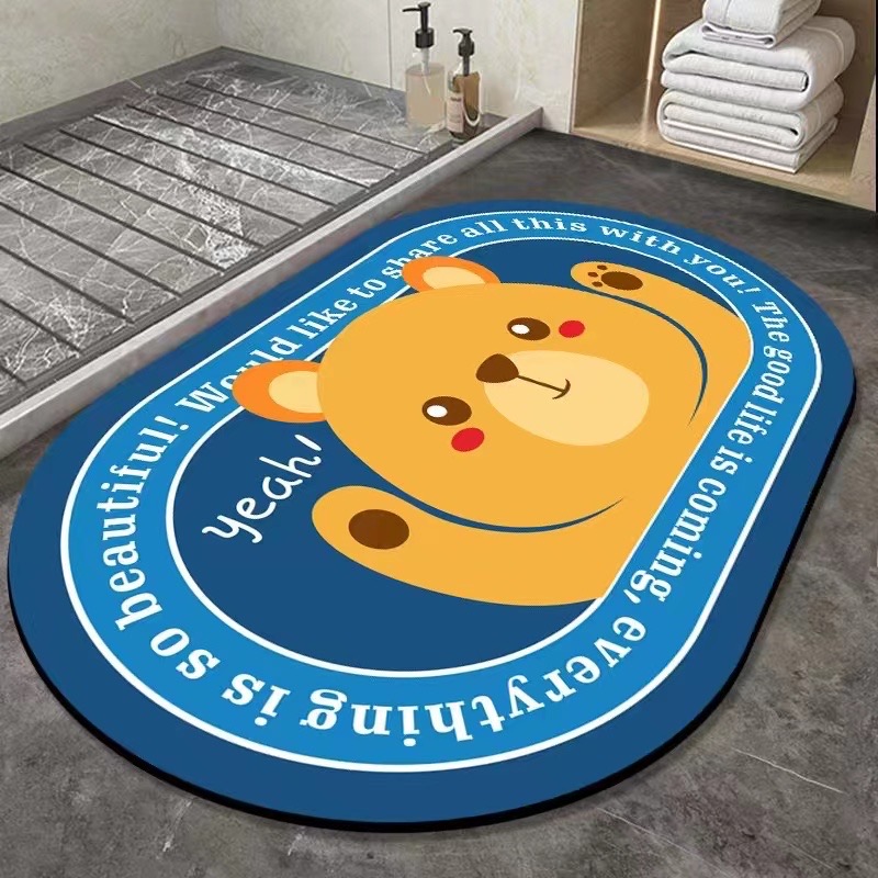 硅藻泥 地垫/浴室防滑垫/速干地垫白底实物图
