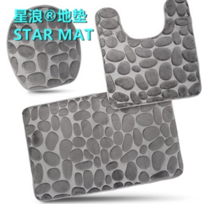 STAR MAT bathroom three-piece floor mat 3PCS SET sponge 3D hd printing three-dimensional carpet thumbnail