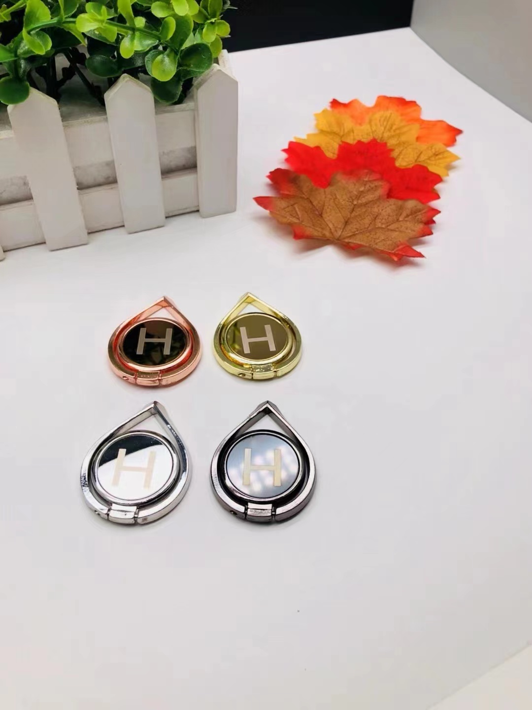 New Water Drop Letter Mirror Mobile Phone Ring Bracket Grain Dot Drill Ring Bracket Zinc Alloy Ring Manufacturers Custom Logo Gift