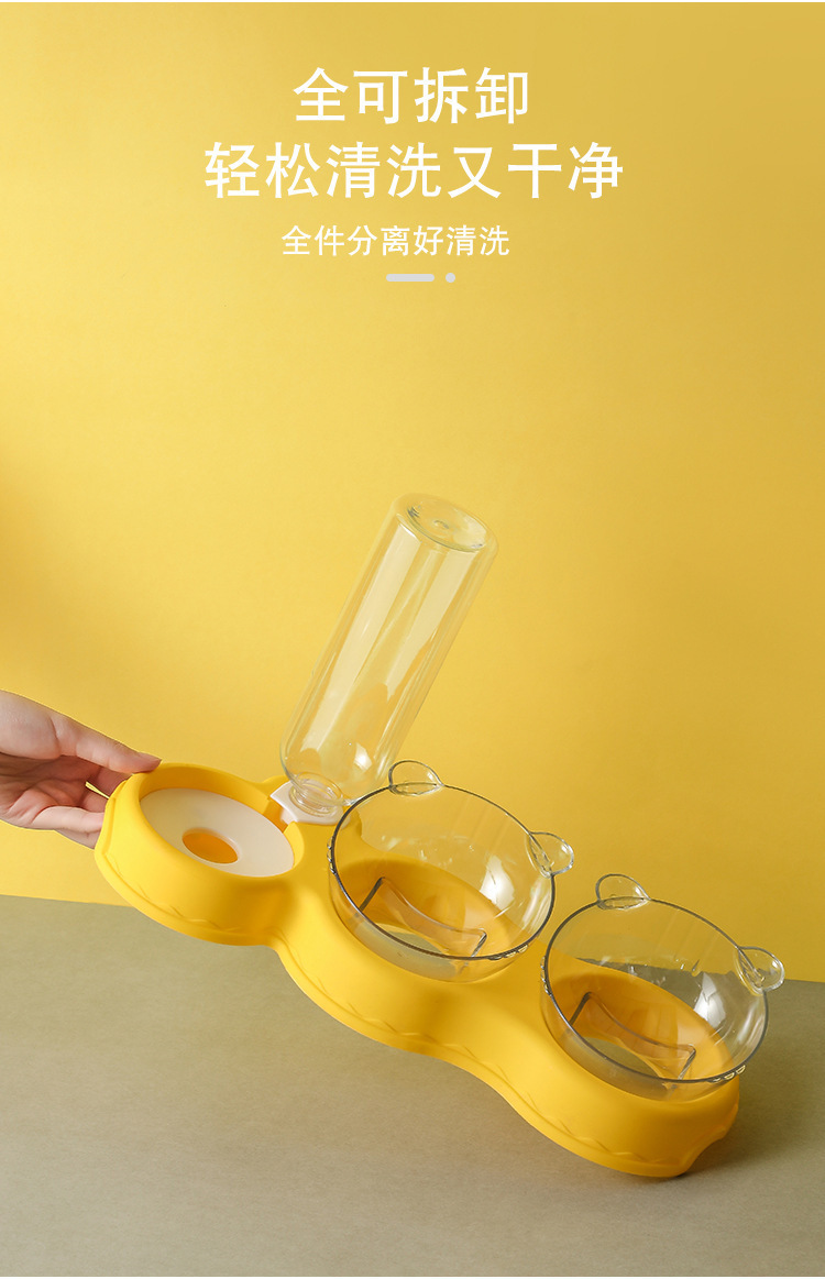 宠物双碗狗狗食碗猫咪饭盆不湿嘴防打翻多功能自动饮水器宠物用品详情9