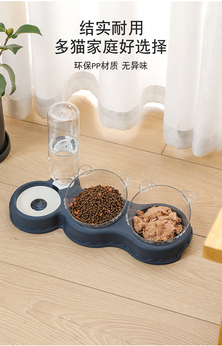 宠物双碗狗狗食碗猫咪饭盆不湿嘴防打翻多功能自动饮水器宠物用品详情6