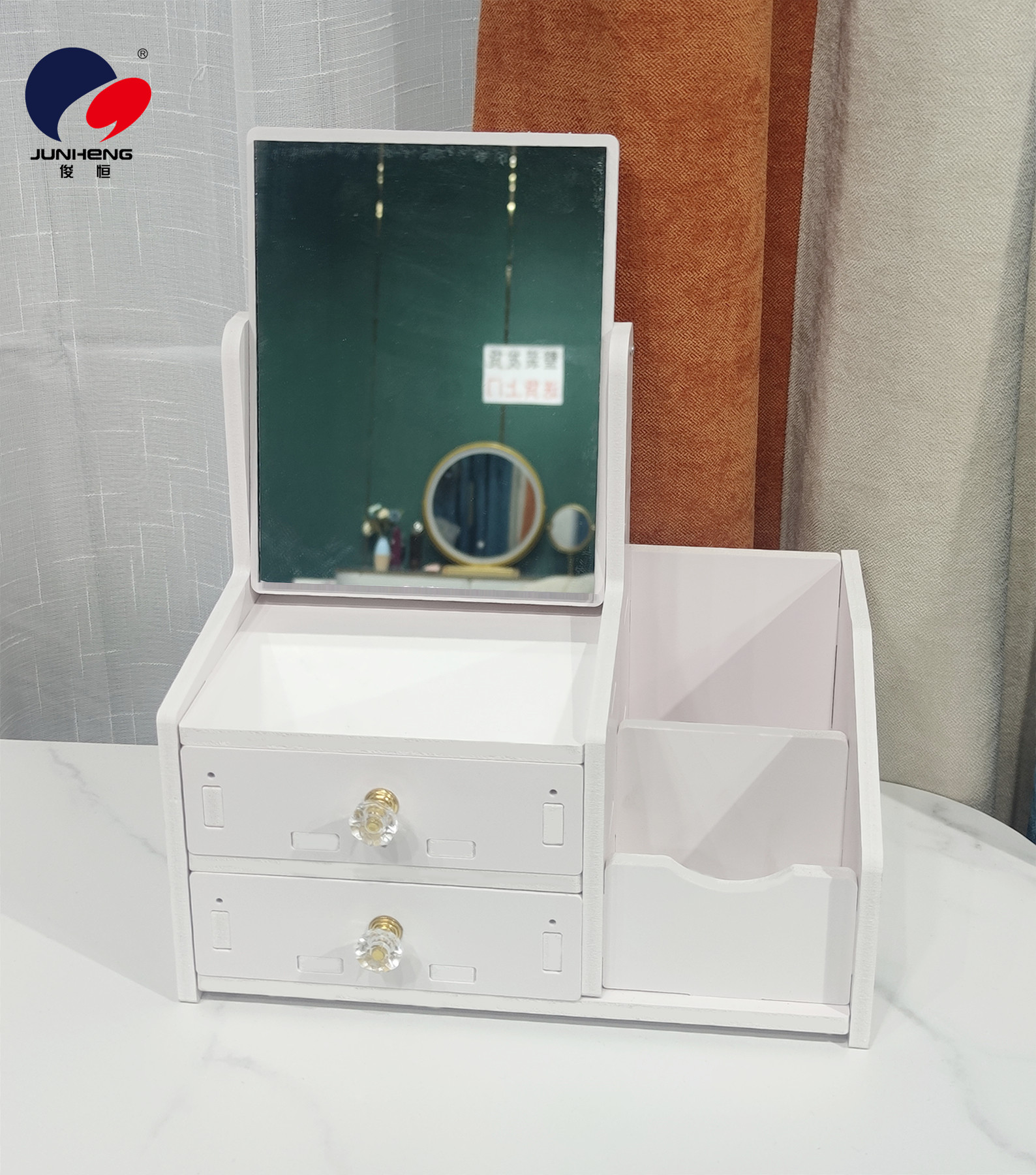 桌面收纳镜子/简约梳妆收纳/网红收纳盒细节图