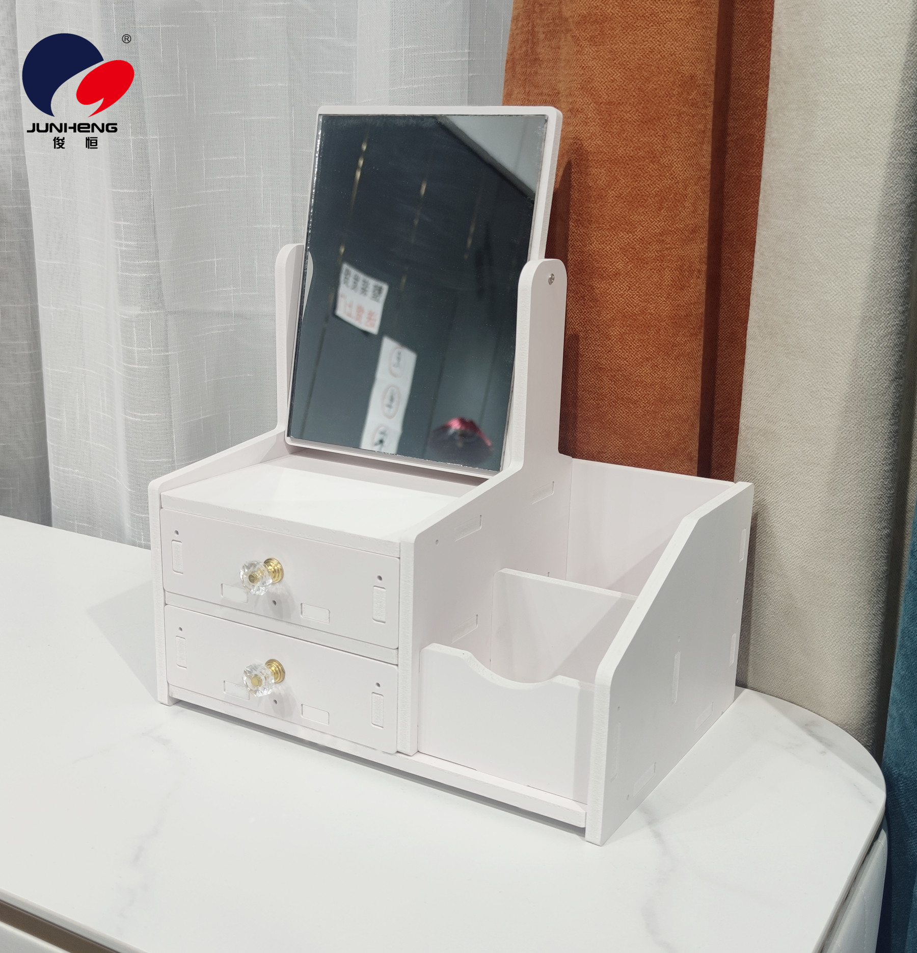 桌面收纳镜子/简约梳妆收纳/网红收纳盒产品图
