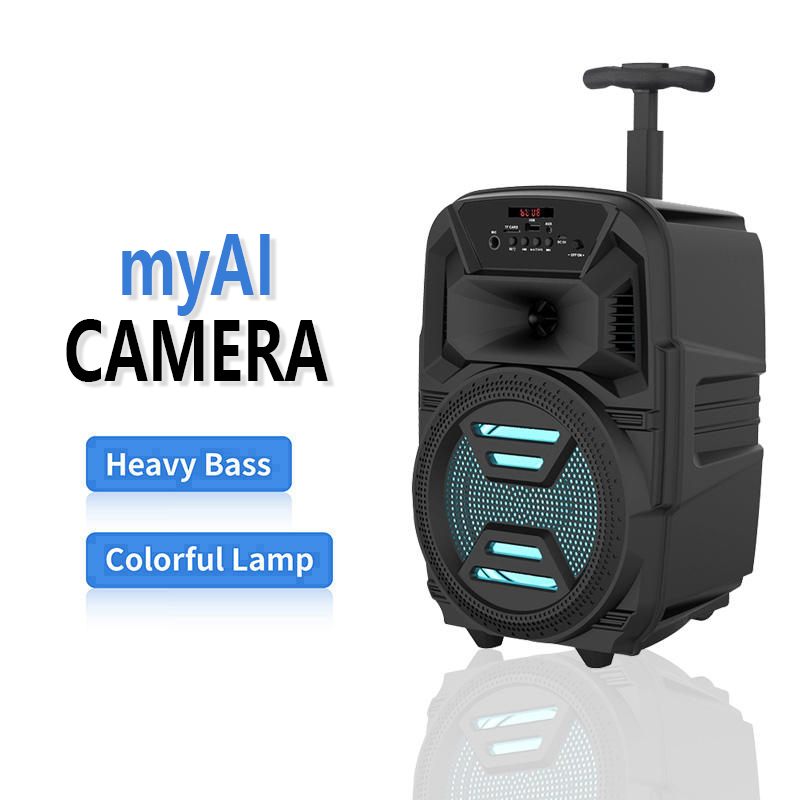 myAI Bluetooth Speaker 6.5 Inch Super Bass Wireless Stereo Karaoke Trolley Speaker With Microphone