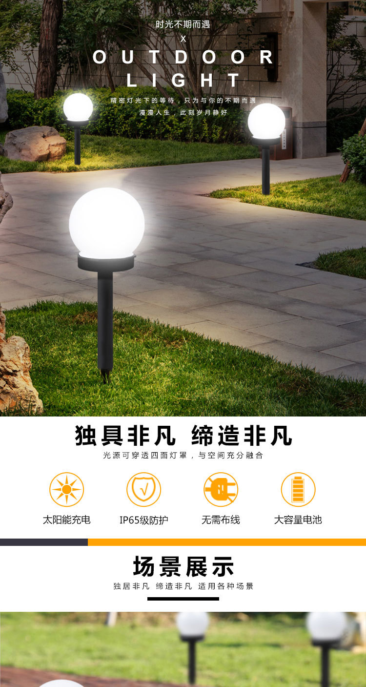 太阳能灯超亮太阳能圆形光感球泡灯 草坪插地唯美装饰照明庭院花园插地灯详情1