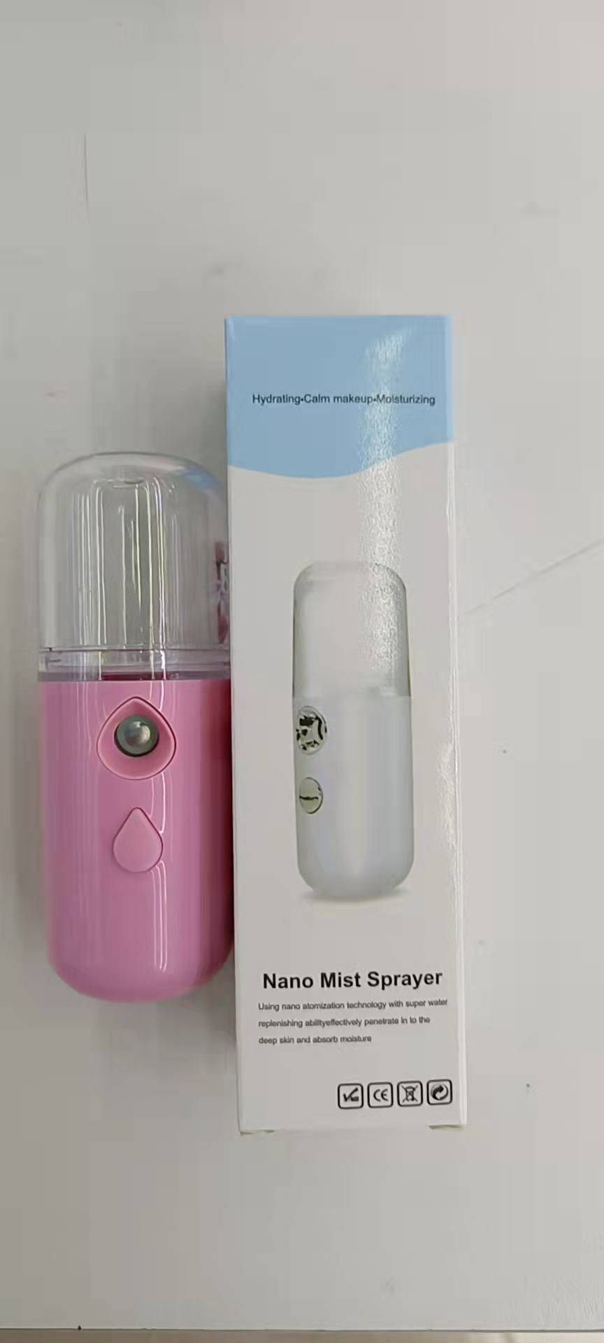 普通补水仪 蓝 白 西瓜红 粉 四个颜色  自动喷雾 手持 放包包携带方便   老少皆宜 详情1
