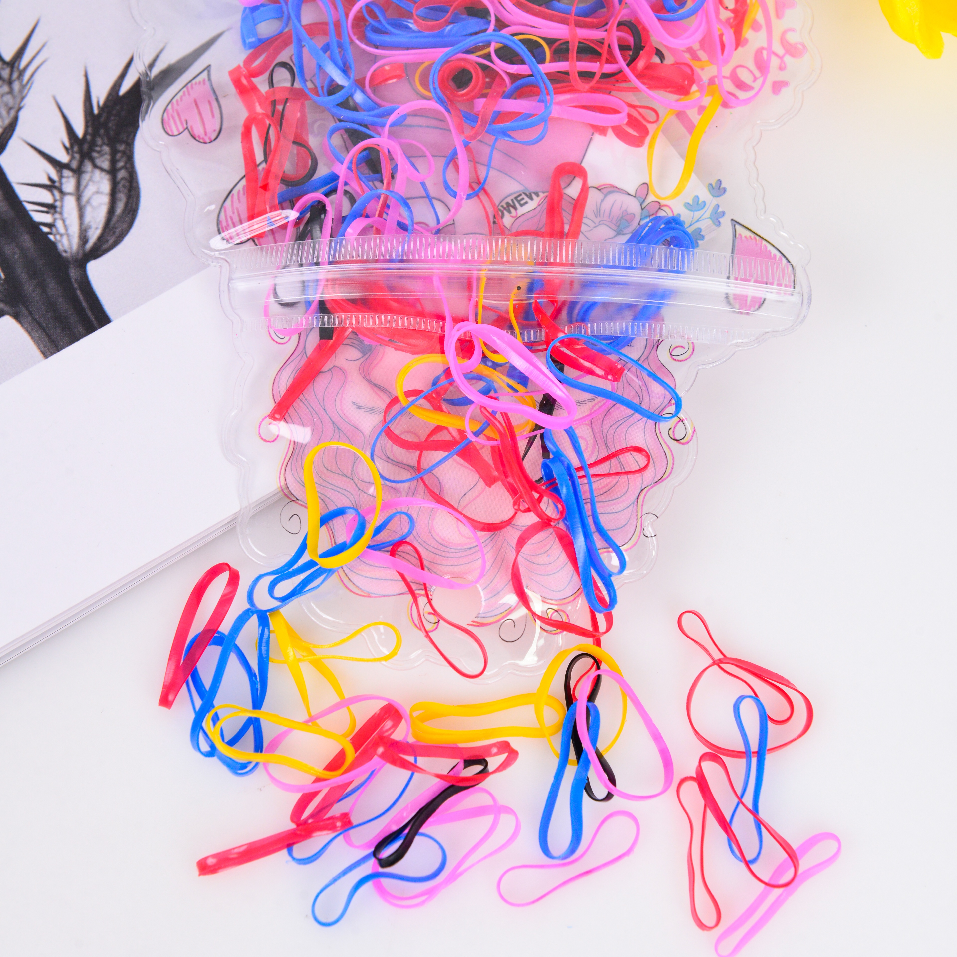 New cartoon cute unicorn girl packaging children's rubber band Korean rubber band Japanese rubber band 3