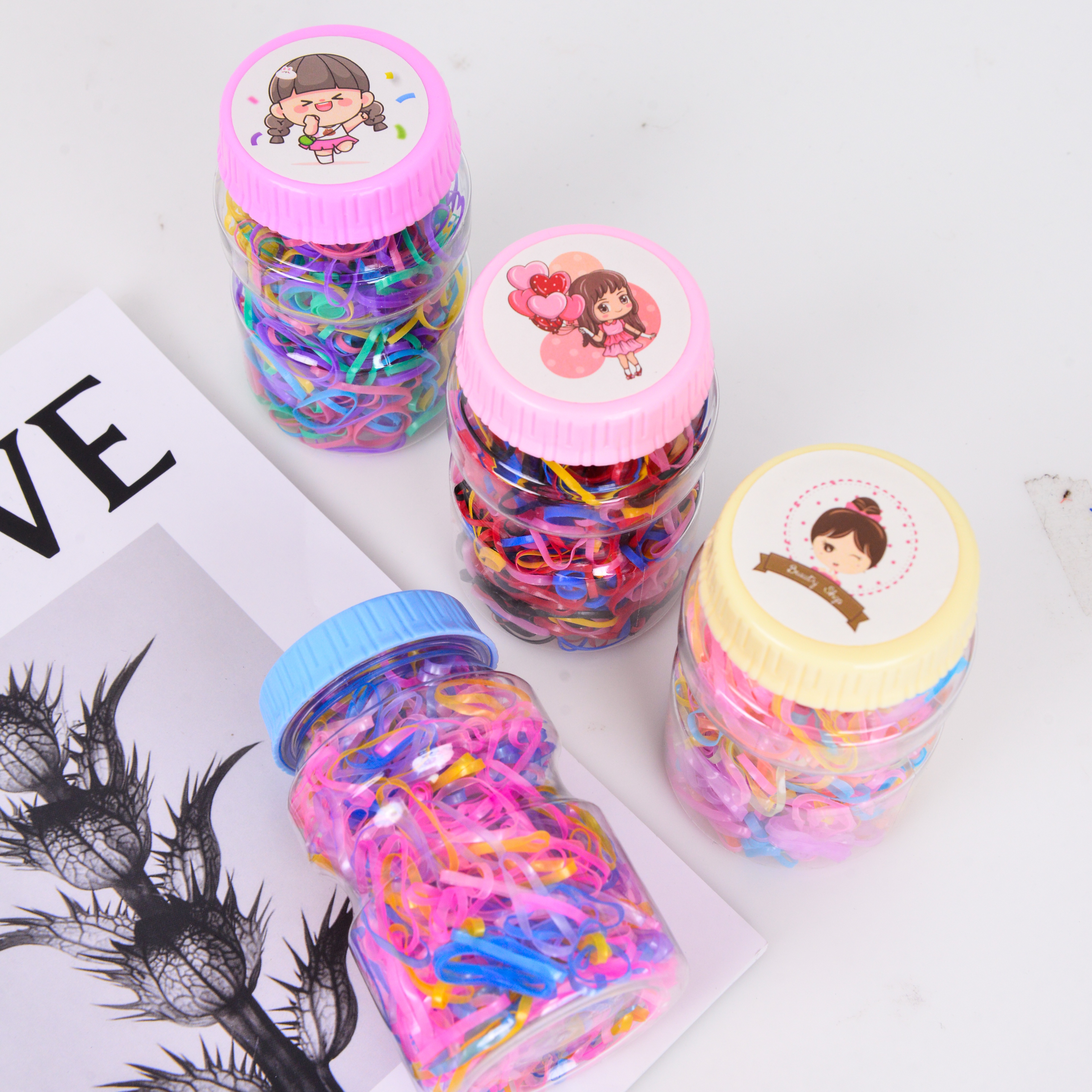 New cartoon girl packaging children's rubber band Korean rubber band Japanese rubber band