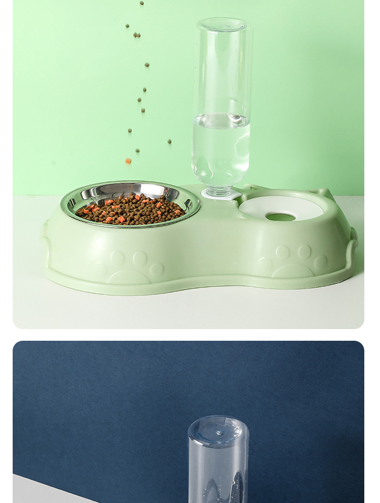 新款宠物自动饮水器喂食双碗猫狗食碗不锈钢宠物碗防打翻宠物用品详情16