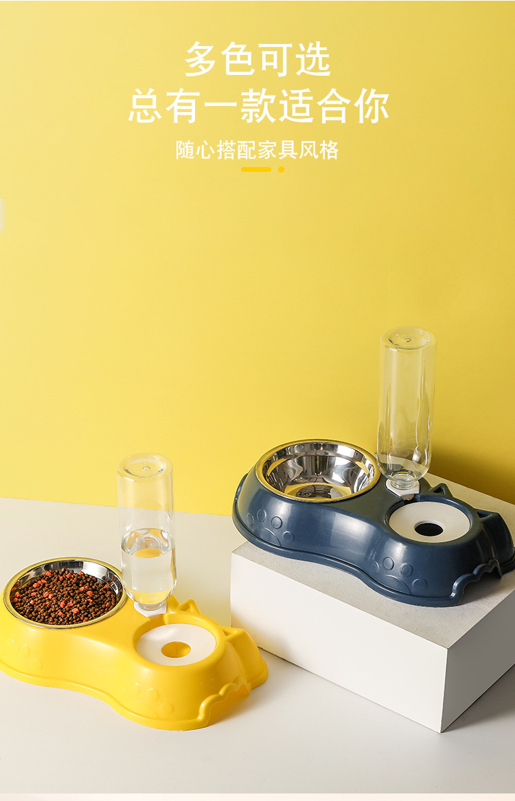 新款宠物自动饮水器喂食双碗猫狗食碗不锈钢宠物碗防打翻宠物用品详情8