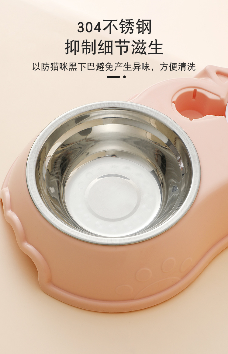 新款宠物自动饮水器喂食双碗猫狗食碗不锈钢宠物碗防打翻宠物用品详情9