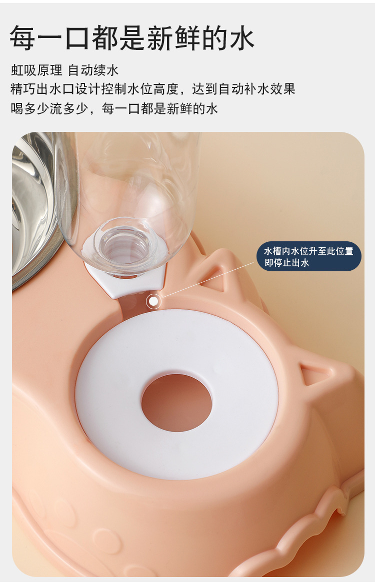 新款宠物自动饮水器喂食双碗猫狗食碗不锈钢宠物碗防打翻宠物用品详情4