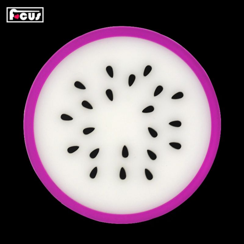 Fruit-shaped colored silicone coasters, soft rubber coasters, Yiwu daily-use coasters, soft rubber round thickened silicone heat insulation pads, eco-friendly silicone placemats in stock, wholesale and customization Item Picture