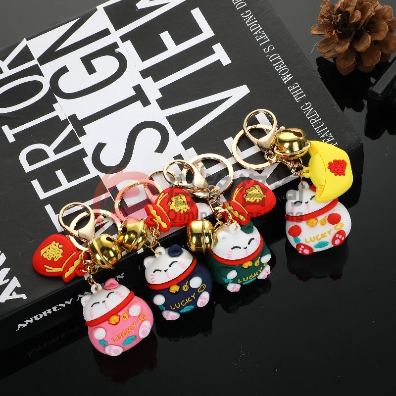 Customized wholesale of Maneki Neko anime character PVC cartoon dolls, keychains, couple bags, pendants, creative gifts, event giveaways Item Picture