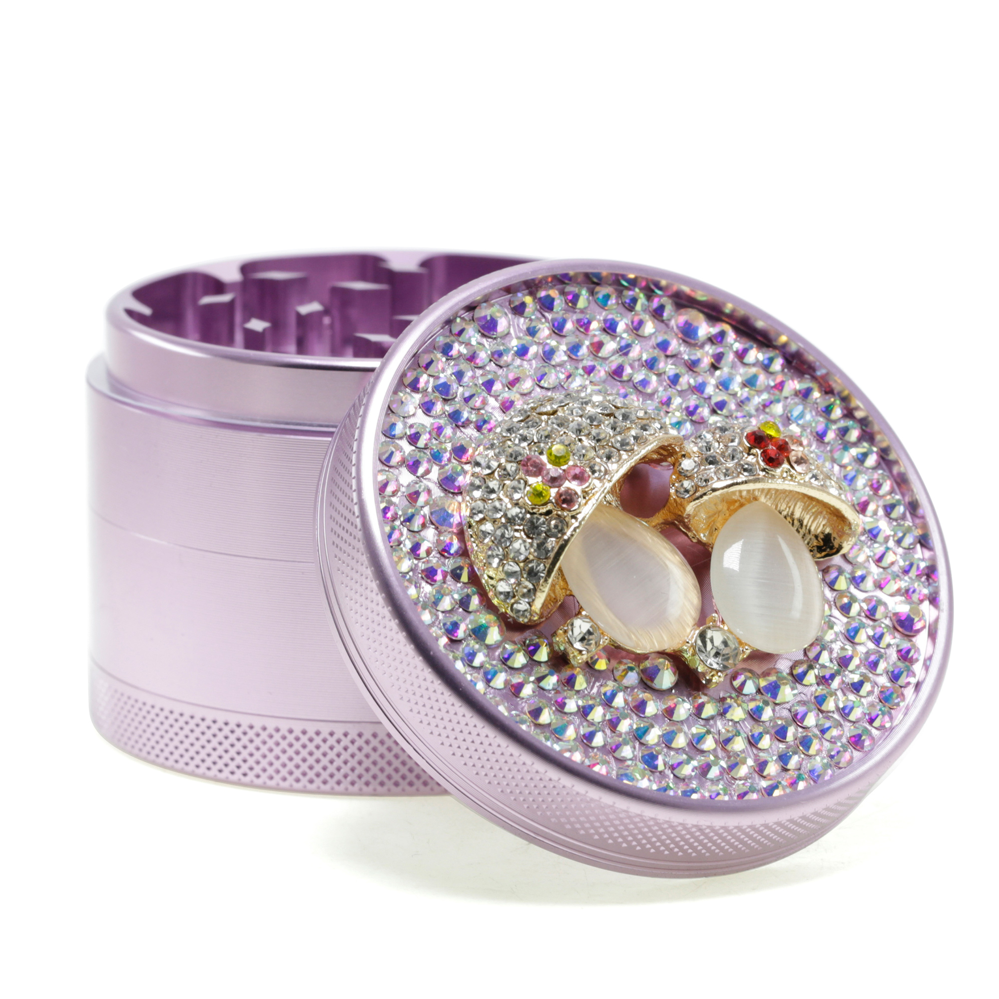 Diamond cherry 63mm Aluminium Alloy 4 Layers With Drill cute pink grinders for lady full figure