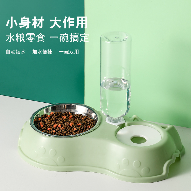 新款宠物自动饮水器喂食双碗猫狗食碗不锈钢宠物碗防打翻宠物用品