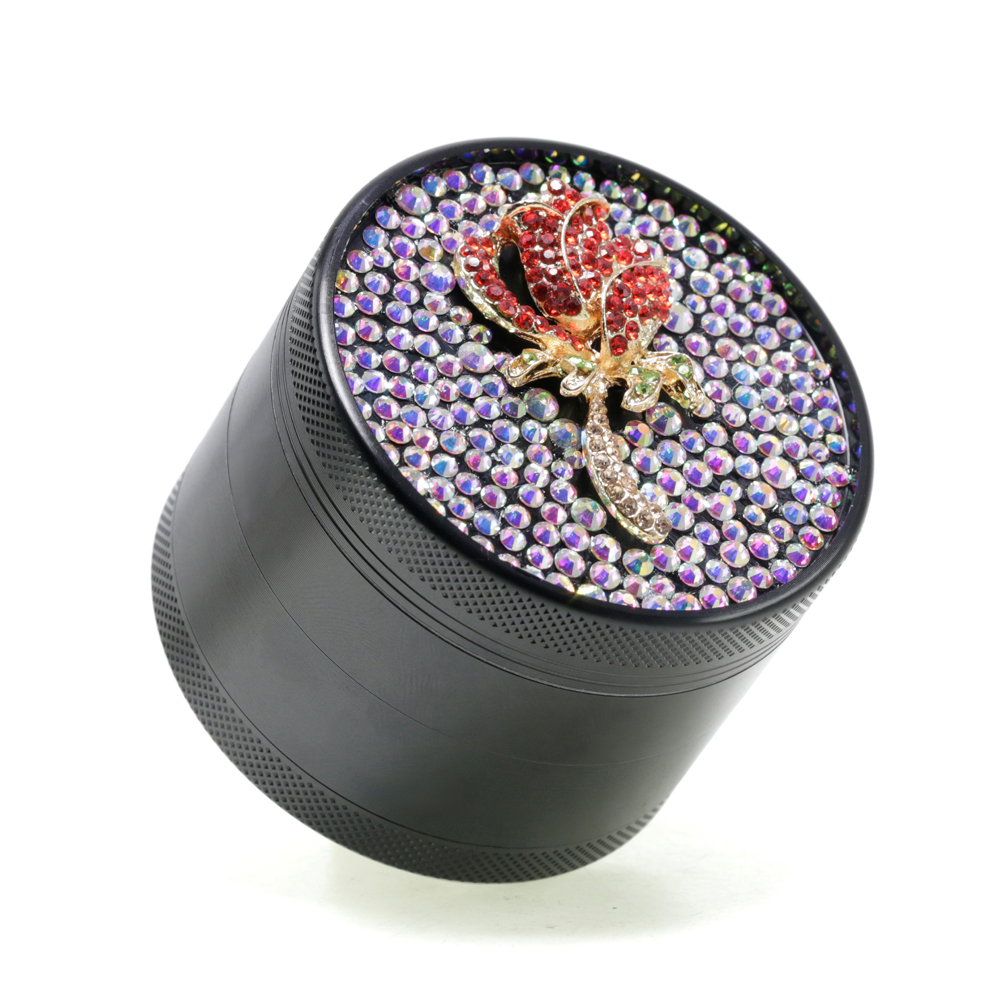 63mm Metal Aluminium Alloy 4 Layers With Drill pretty herb grinder for lady jewls rose grinders for women  thumbnail
