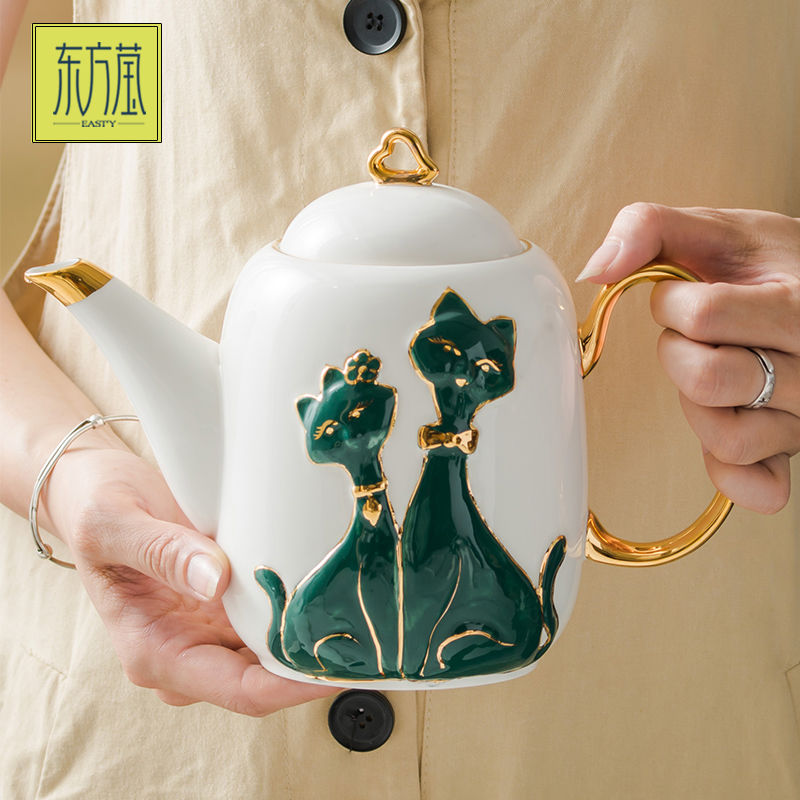 轻奢陶瓷描金边喝水杯子家用套装客厅茶具茶壶茶杯冷水壶杯具带托盘水具礼品详情4