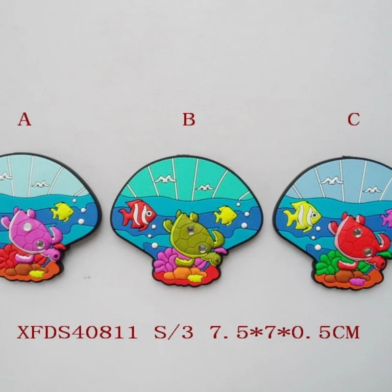 Customized Ocean series colored PVC soft rubber fridge magnets, customized soft magnetic fridge magnets, customized silicone cartoon three-dimensional magnetic stickers, LOGO Specification image
