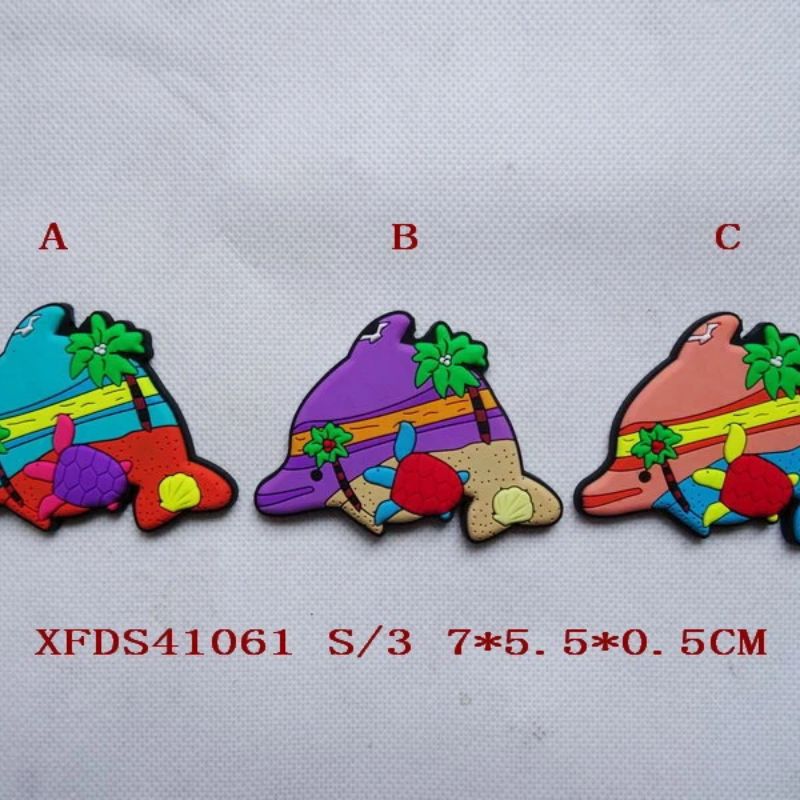 Summer Beach Ocean Series Customized color PVC soft rubber fridge magnets, customized soft magnetic fridge magnets, customized silicone cartoon three-dimensional magnetic stickers, LOGO