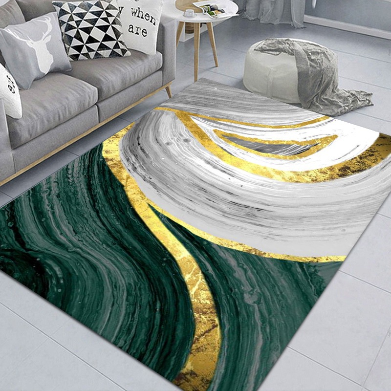 Factory wholesale modern abstract green series living room carpet small fresh pattern living room bedroom bed rug