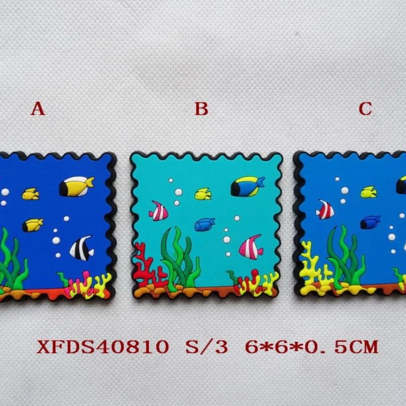 Customized Ocean series colored PVC soft rubber fridge magnets, customized soft magnetic fridge magnets, customized silicone cartoon three-dimensional magnetic stickers, LOGO details Picture