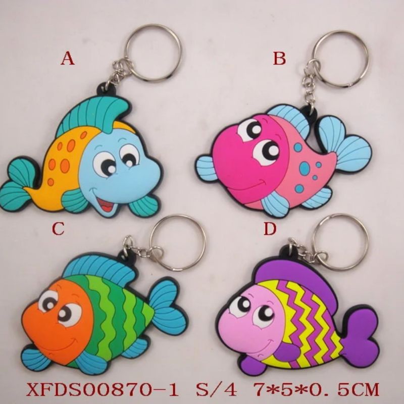 Customized wholesale of small fish, colorful animals, anime characters, PVC cartoon dolls, keychains, couple bags, pendants, creative gifts, event giveaways details Picture