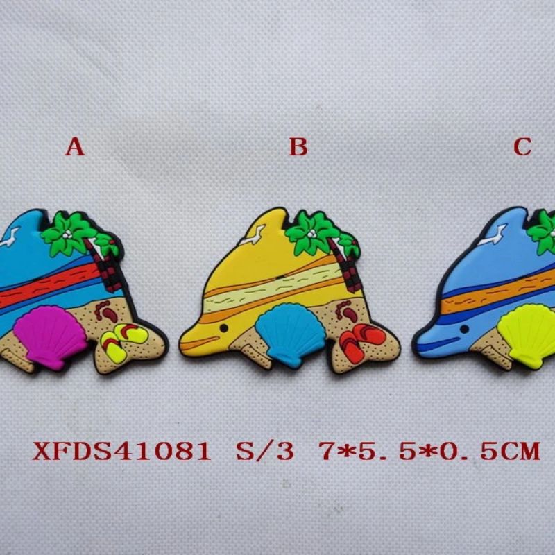 Customized Ocean series colored PVC soft rubber fridge magnets, customized soft magnetic fridge magnets, customized silicone cartoon three-dimensional magnetic stickers, LOGO