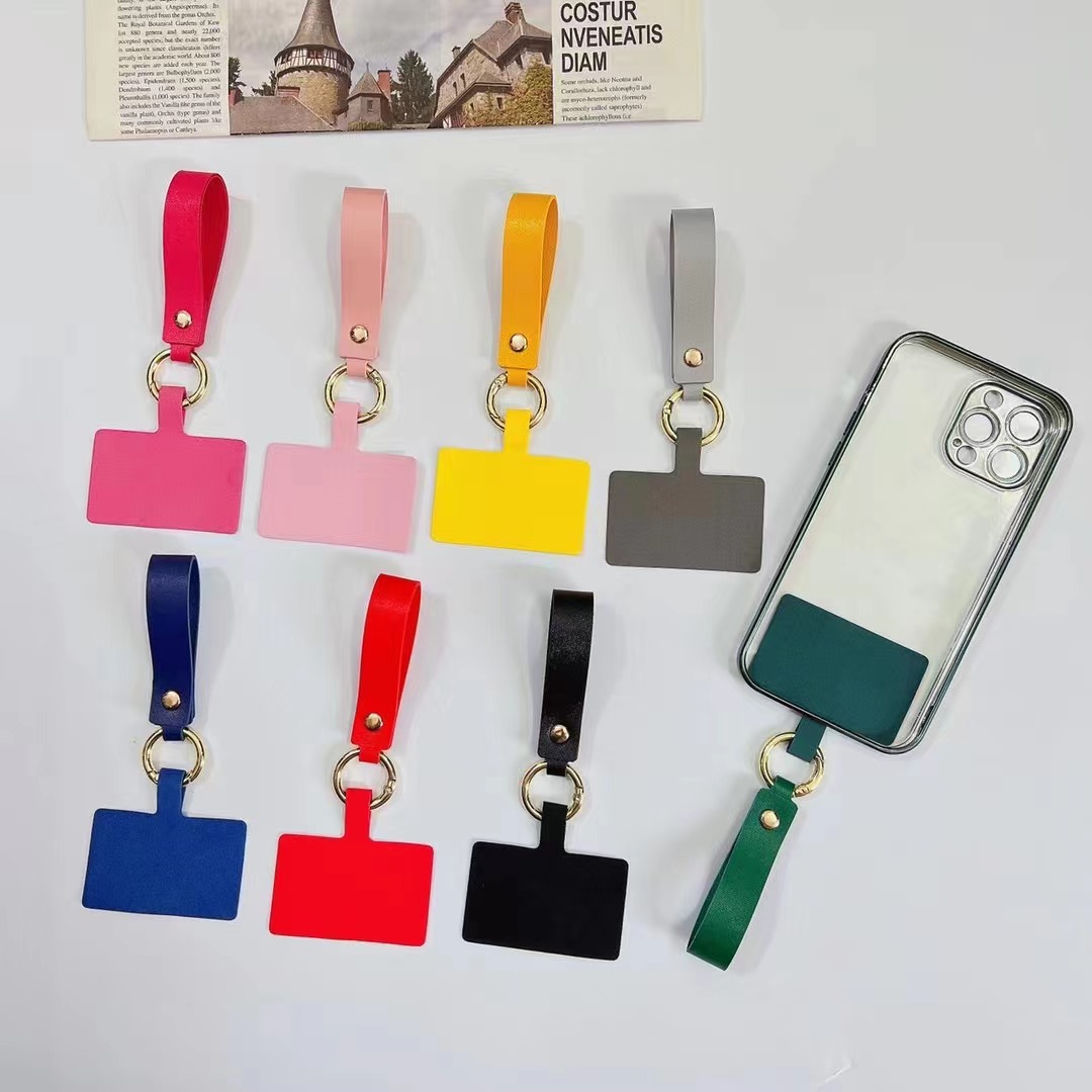 Foreign Trade New Leather Universal Rope Mobile Phone Lanyard Patch Can Be Customized Graphics Can Be Hung Wrist Rope Item Picture