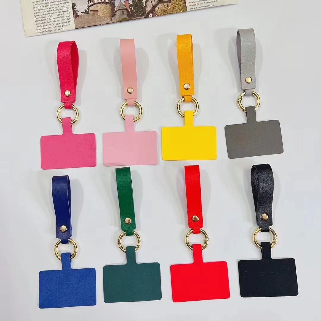 Foreign Trade New Leather Universal Rope Mobile Phone Lanyard Patch Can Be Customized Graphics Can Be Hung Wrist Rope Application Scenario