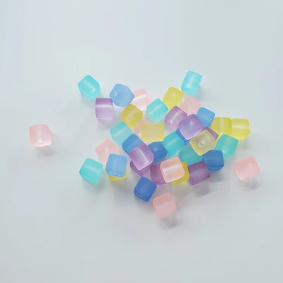Chen Ming Accessories Acrylic Transparent rubber through Hole square beads diy hair accessories hair rope headwear beads with matching loose bead accessories 200 pieces thumbnail
