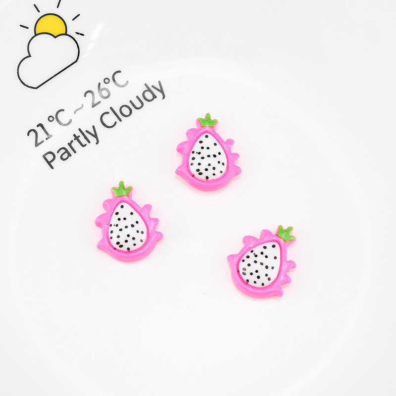 (Pack 500) Artificial Fruit Patch Dragon Fruit Resin Accessories Slime Filling Material Diy Refrigerator Sticker Accessories Wholesale Application Scenario