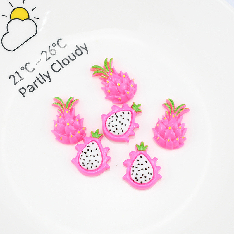 (Pack 500) Artificial Fruit Patch Dragon Fruit Resin Accessories Slime Filling Material Diy Refrigerator Sticker Accessories Wholesale Specification drawing
