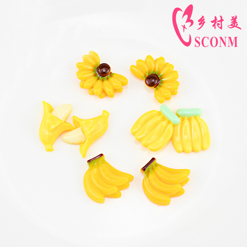 (Pack 500) Harajuku Ins Fruit Headwear Accessories Simulation Fruit Banana Resin Patch Cream Phone Case Diy Material details Picture