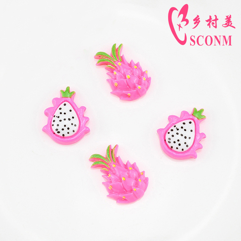 (Pack 500) Artificial Fruit Patch Dragon Fruit Resin Accessories Slime Filling Material Diy Refrigerator Sticker Accessories Wholesale details Picture