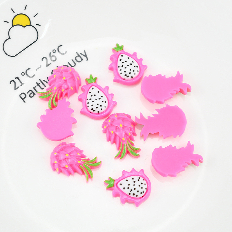 (Pack 500) Artificial Fruit Patch Dragon Fruit Resin Accessories Slime Filling Material Diy Refrigerator Sticker Accessories Wholesale