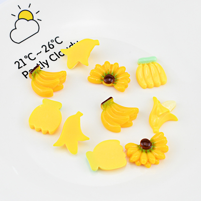 (Pack 500) Harajuku Ins Fruit Headwear Accessories Simulation Fruit Banana Resin Patch Cream Phone Case Diy Material full figure