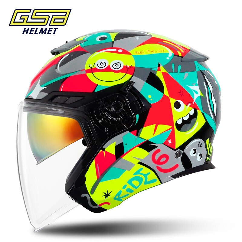 GSB263 Motorcycle helmet Men's and women's Bienviron-ment piece half helmet 3C certified four seasons sun protection cycling personality half cover three-quarters helmet details Picture
