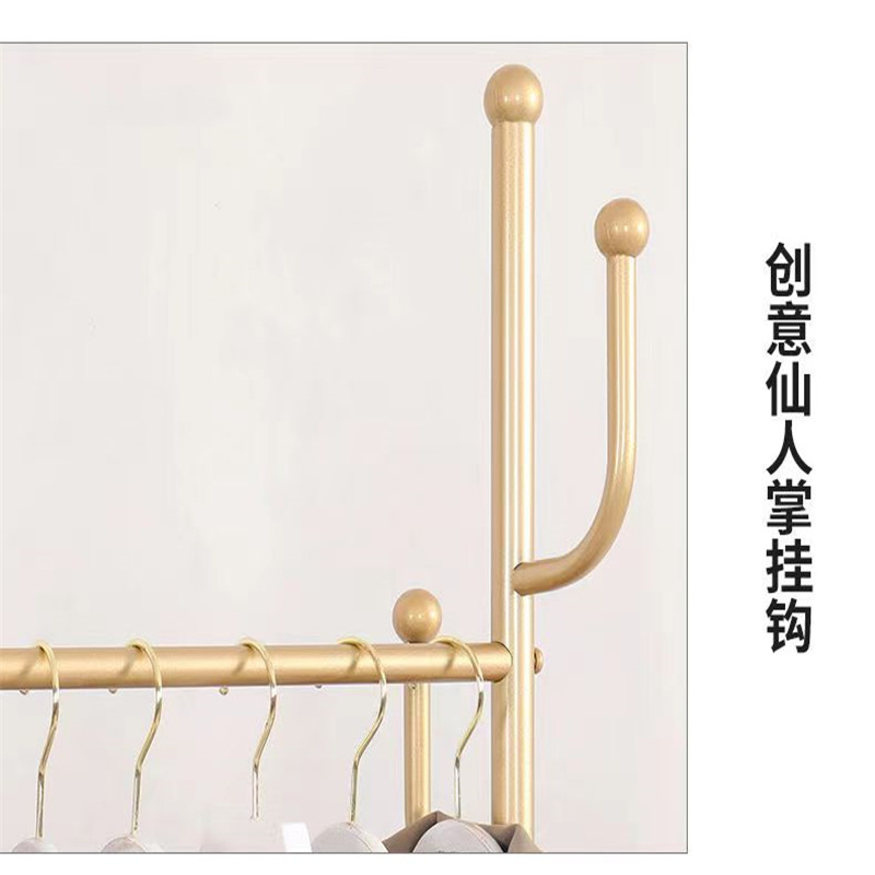 Wheeled movable simple coat rack, bedroom floor-standing clothes hanger, Nordic light luxury home ins living room clothes rack pic 9