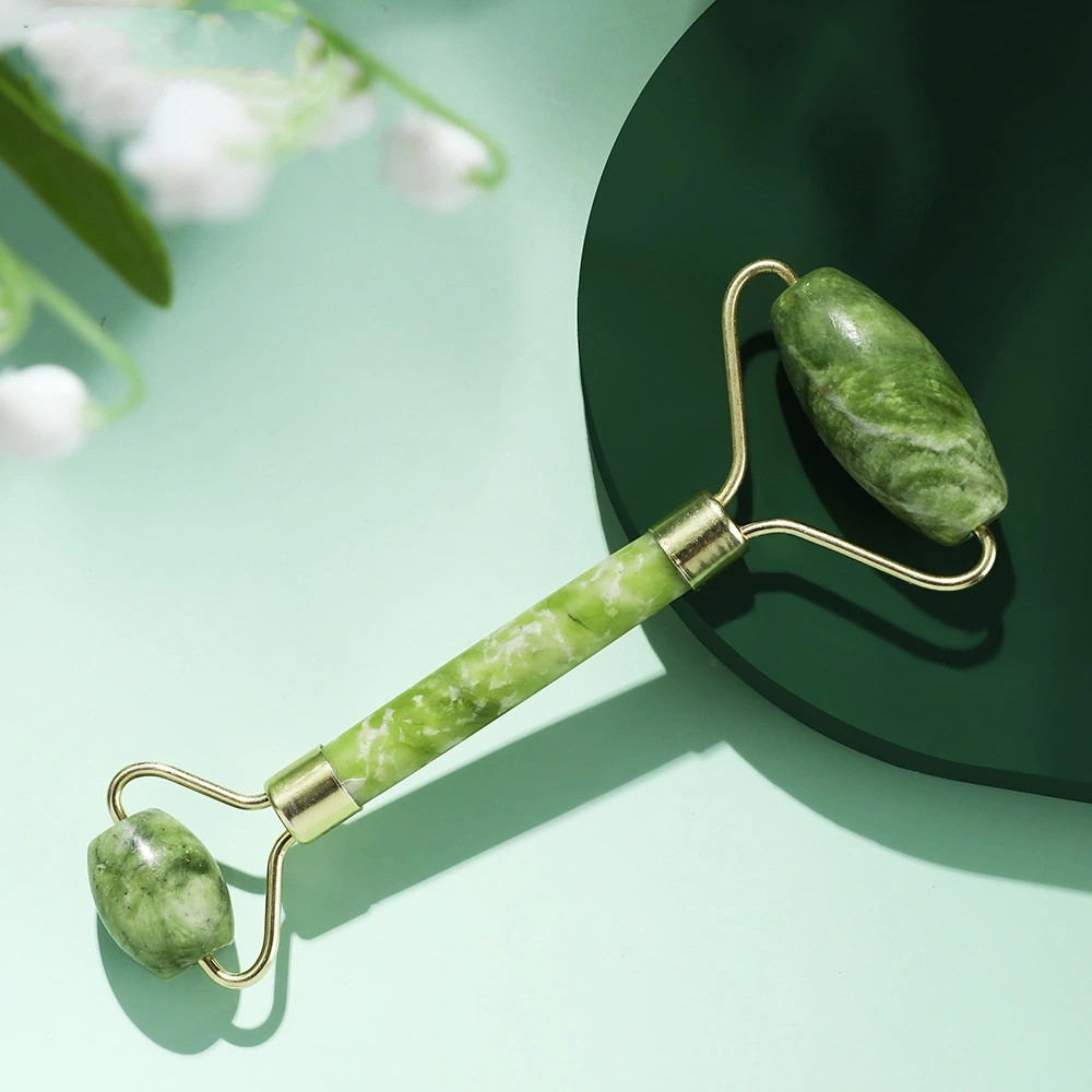Jade beauty container powder crystal roller jade face pusher face and eye massage roll