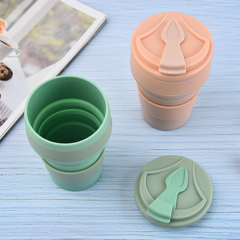 350ML创意硅胶折叠杯伸缩水杯饮水工具咖啡杯礼品杯硅胶折叠水杯