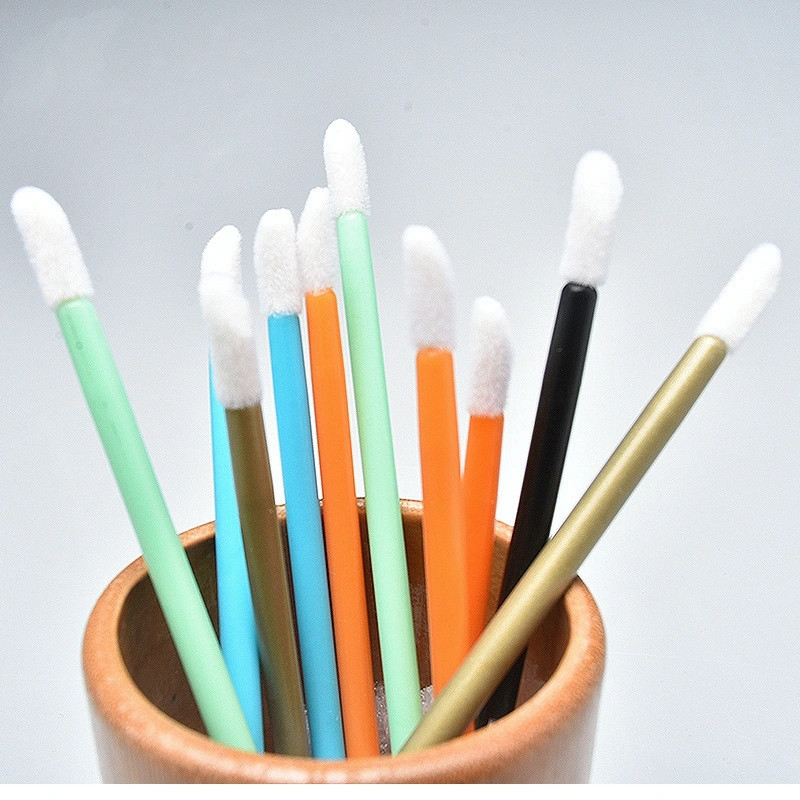 Disposable solid lip brush, portable flocking lip gloss brush, mini lip balm brush, lipstick brush, multi-purpose lip brush
