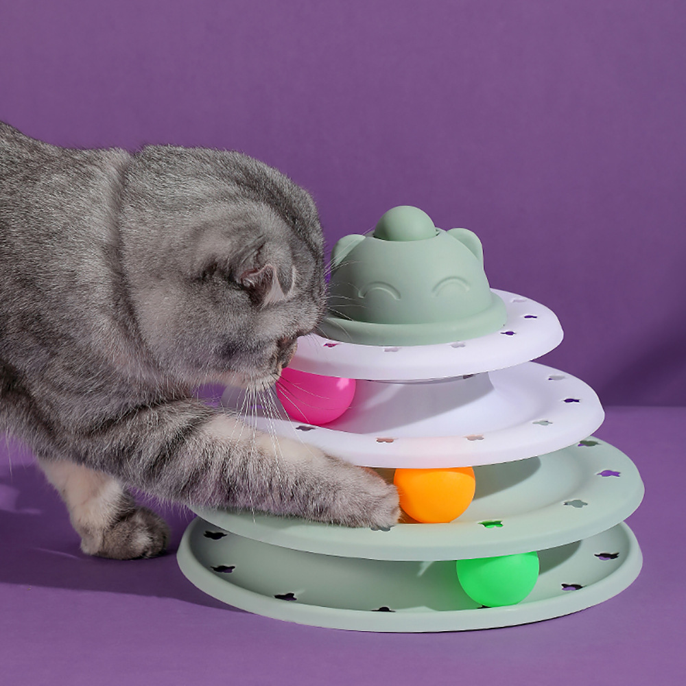 New four-layer track ball turntable play plate, color-matching, fun and self-entertaining cat toy, cat head fun pet supplies Specification image