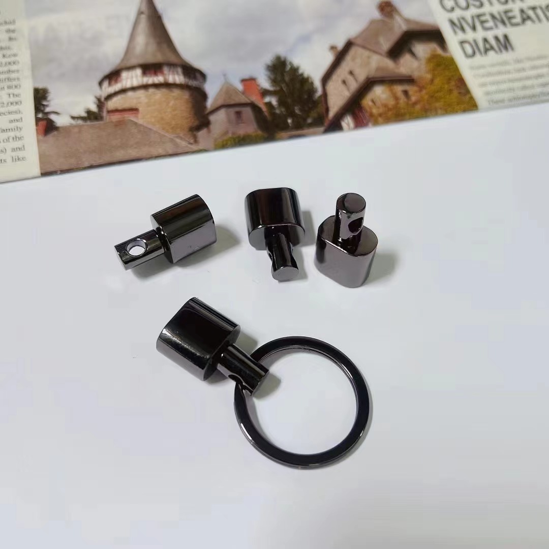Key Chain Alloy Hang Plated Gun Color Wholesale Creative Leather Handcrafted Key Ring Zinc Alloy Hardware Accessories Pendant Bell Variety Of Custom details Picture