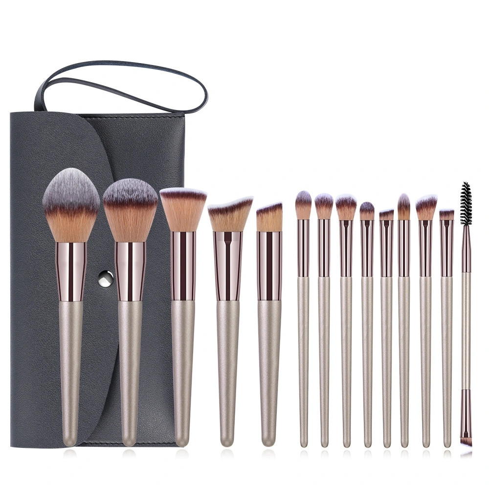 14 Champagne gold makeup brush set eyeshadow powder concealer blush brush full makeup kit storage kit