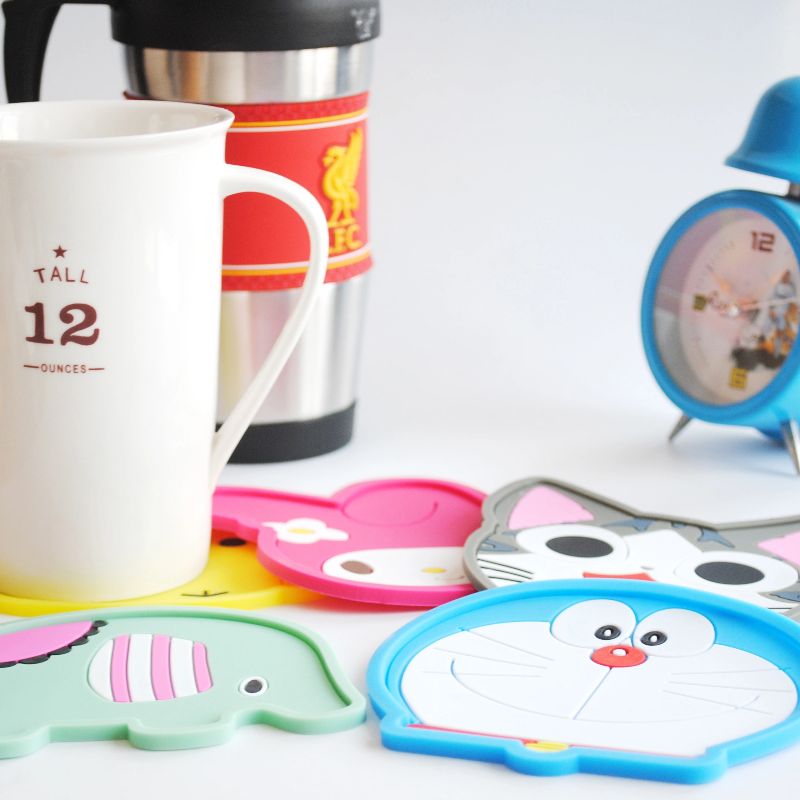 Colorful animal cartoon silicone pvc coasters, creative silicone coasters, soft rubber coasters, Yiwu daily-use coasters, soft rubber round thickened silicone heat insulation pads, eco-friendly silicone placemats, wholesale and customization in stock Specification image