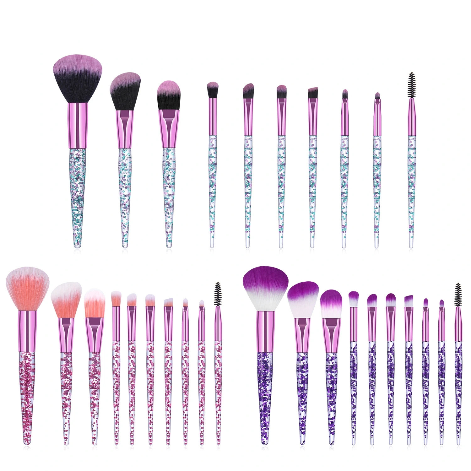 7/10 empty tube DIY glitter clear liquid quicksand handle makeup brush loose paint beauty makeup set supplied by manufacturers