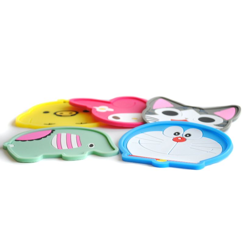 Colorful animal cartoon silicone pvc coasters, creative silicone coasters, soft rubber coasters, Yiwu daily-use coasters, soft rubber round thickened silicone heat insulation pads, eco-friendly silicone placemats, wholesale and customization in stock details Picture